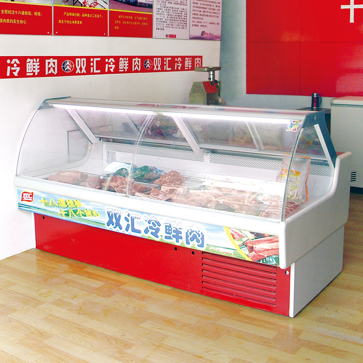 Supermarket Meat Display Counter 1250 1875 2500 3750 mm Display Counters Refrigerator For Fish Beef