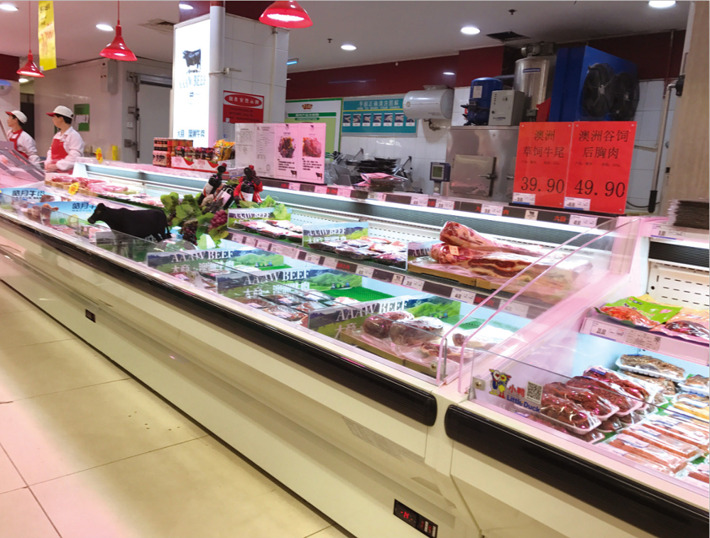 Commercial Supermarket Refrigerators Meat And Fish Display Freezer Refrigerated Deli Display Counter Self Service Cooler