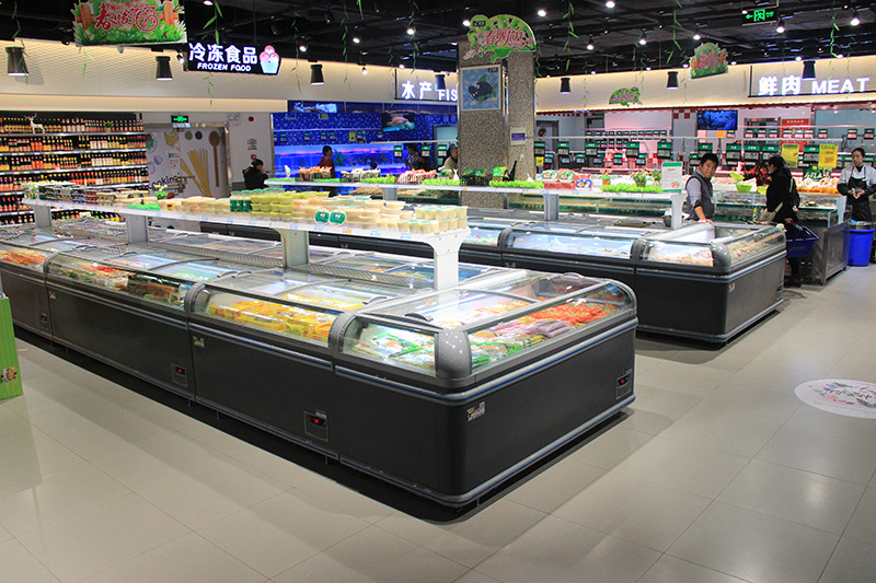 Good Quality Supermarket Commercial Fish Display Counter 1480Mm Island Freezer