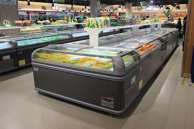 Good Quality Supermarket Commercial Fish Display Counter 1480Mm Island Freezer