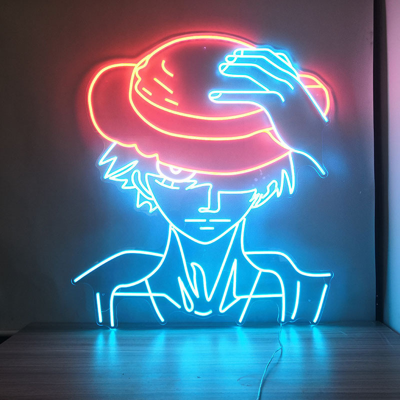 Luffy design Custom LED Neon Sign Light For Home bar shop  gaming room Wall Party Decor Kid's Gift large neon sign stand anime