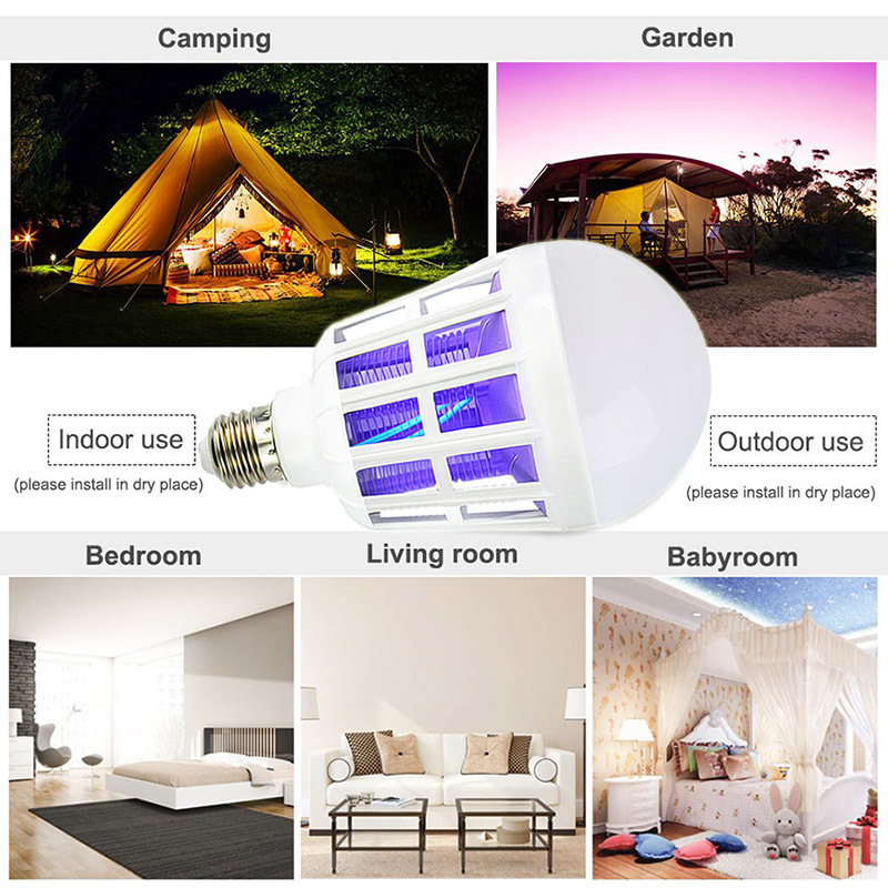 220v E27 Uv Led Bulb 15w electric Mosquito Killer Lamp 2 In 1 Mosquito Trap Insect Killer Light Bulb Fly Bug for baby