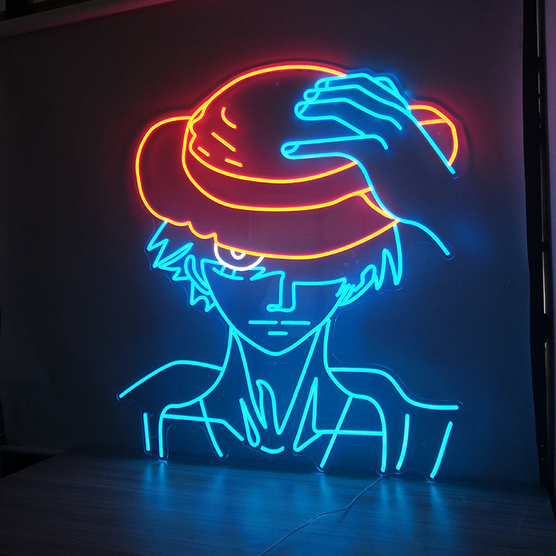 Luffy design Custom LED Neon Sign Light For Home bar shop  gaming room Wall Party Decor Kid's Gift large neon sign stand anime