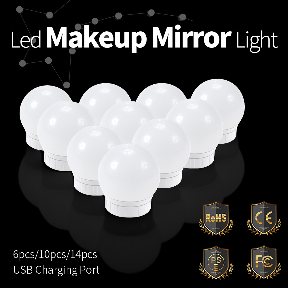 14pcs Led Bulb Lamps Smart Led Light Bulb Usb Light Makeup Table Mirror Lights Bulbs