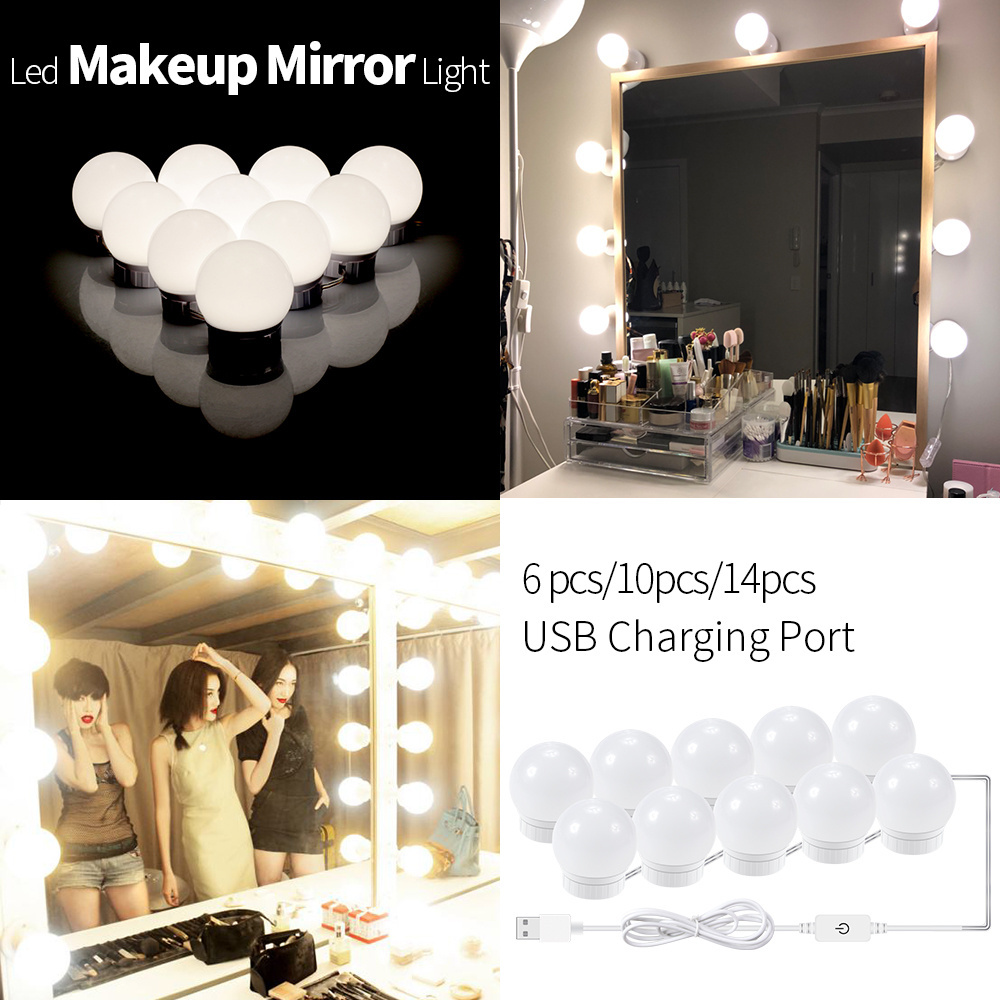 14pcs Led Bulb Lamps Smart Led Light Bulb Usb Light Makeup Table Mirror Lights Bulbs