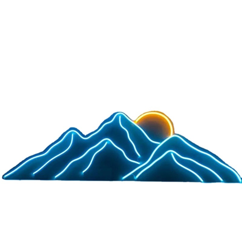 CHEAP price Mountain sign For Home Wall Art Room Bar shop Decoration led neon nails flex silicone 6*12 solar neon lights