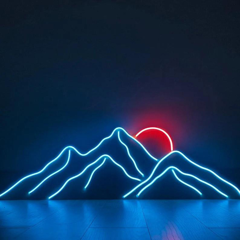 CHEAP price Mountain sign For Home Wall Art Room Bar shop Decoration led neon nails flex silicone 6*12 solar neon lights