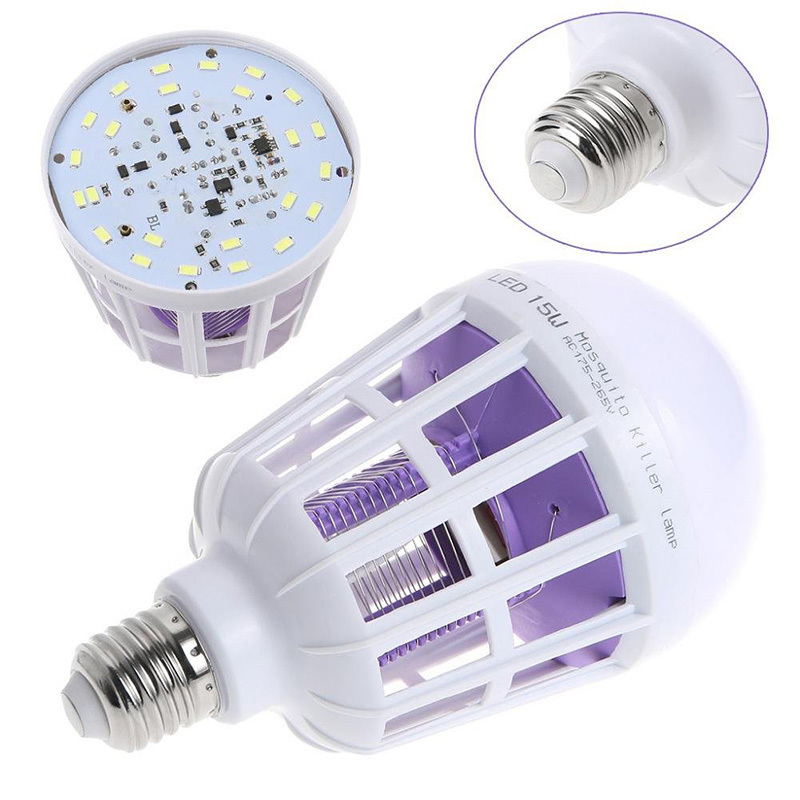 220v E27 Uv Led Bulb 15w electric Mosquito Killer Lamp 2 In 1 Mosquito Trap Insect Killer Light Bulb Fly Bug for baby