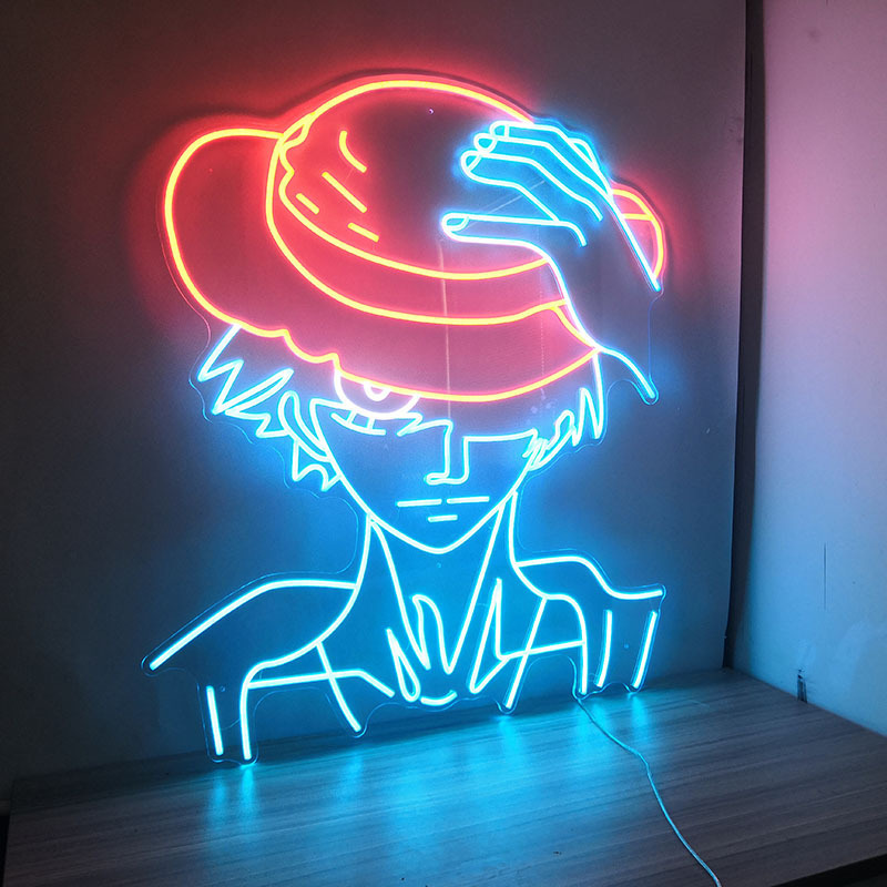 Luffy design Custom LED Neon Sign Light For Home bar shop  gaming room Wall Party Decor Kid's Gift large neon sign stand anime