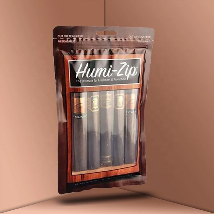 Customization Printing Humidity Tobacco Cigar Bags Ziplock Cigar Humidor Packaging Bag Cigar Travel Humidity/Humidifier Bag