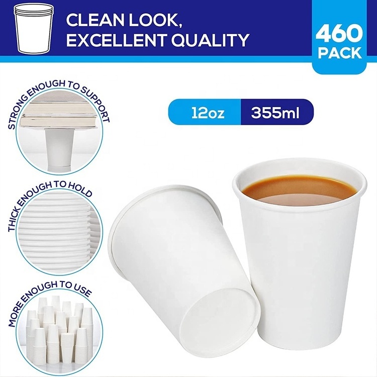 Customized  High Quality Food Grade 8 12oz Biodegradable Disposable Single Double Wall PLA Coated ice cream Coffee Paper Cups