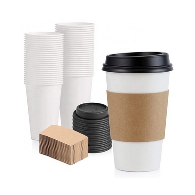 Customized Cheap White Ripple Take Away Hot Drink Craft Vaso De Papel Disposable Kraft Tea Coffee Carry Paper Cups Holder