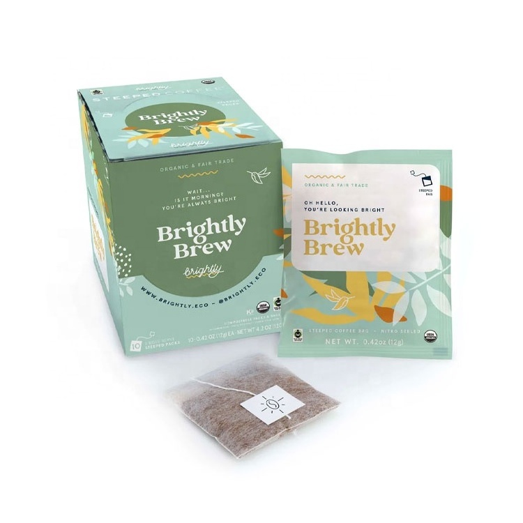 Personalization Paper Label Pyramid Corn Fiber Empty Tea Bag Packaging Non Woven Nylon Empty Jasmine Tea Bag Pouch Box