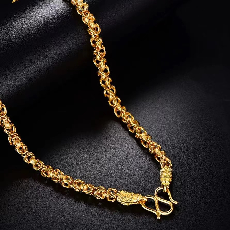 Customized  Real Pure 24k  Au999 Gold Solid Chain Necklace Jewelry For Women and Men Daily Wear