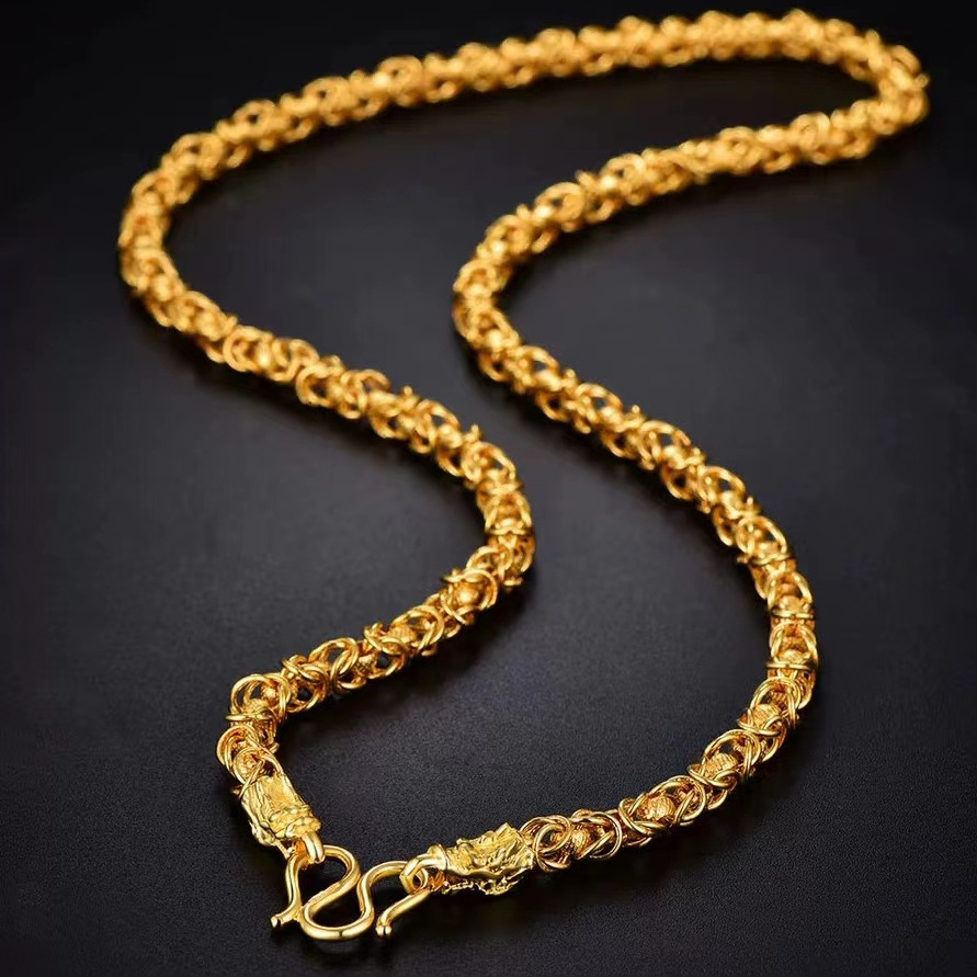 Customized  Real Pure 24k  Au999 Gold Solid Chain Necklace Jewelry For Women and Men Daily Wear