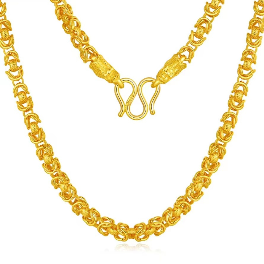 Customized  Real Pure 24k  Au999 Gold Solid Chain Necklace Jewelry For Women and Men Daily Wear