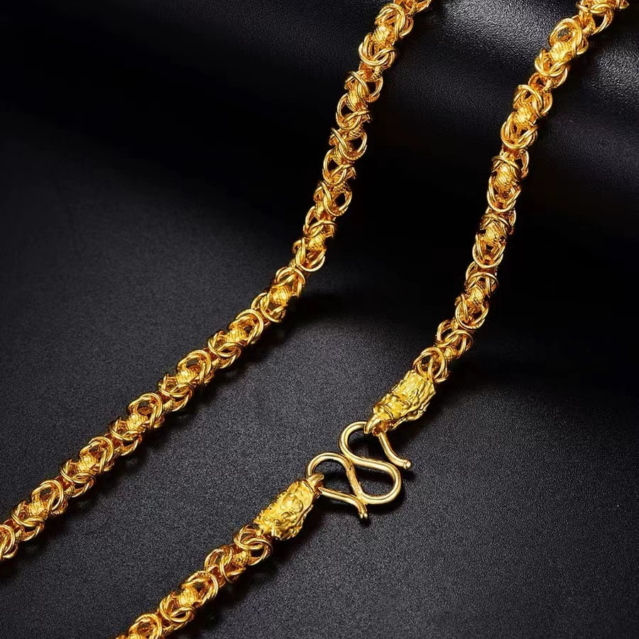 Customized  Real Pure 24k  Au999 Gold Solid Chain Necklace Jewelry For Women and Men Daily Wear