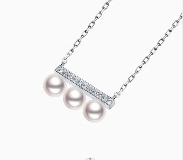 Akoya seawater pearl necklace 18k gold diamond balance wood pearl necklace pearl pendant  diamond jewelry