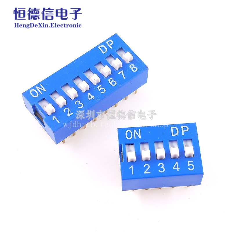 Blue Dip Switch DS-1/2/3/4/5/6/8/10 Bit 2.54mm Flat Dial Toggle Coding Switch