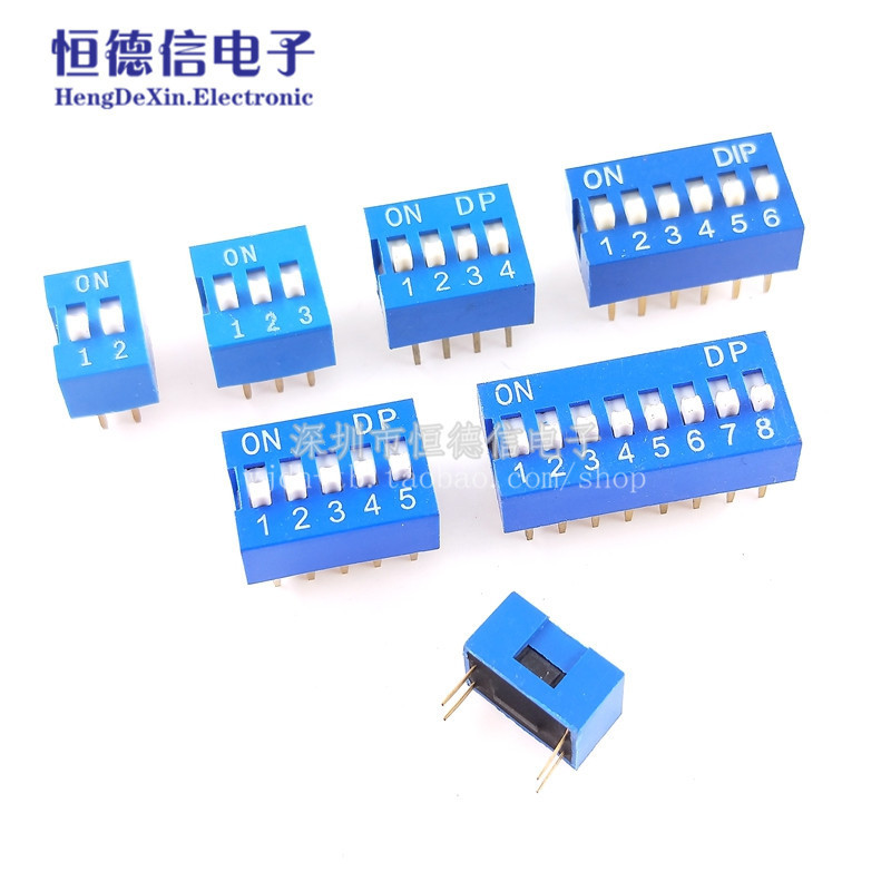 Blue Dip Switch DS-1/2/3/4/5/6/8/10 Bit 2.54mm Flat Dial Toggle Coding Switch