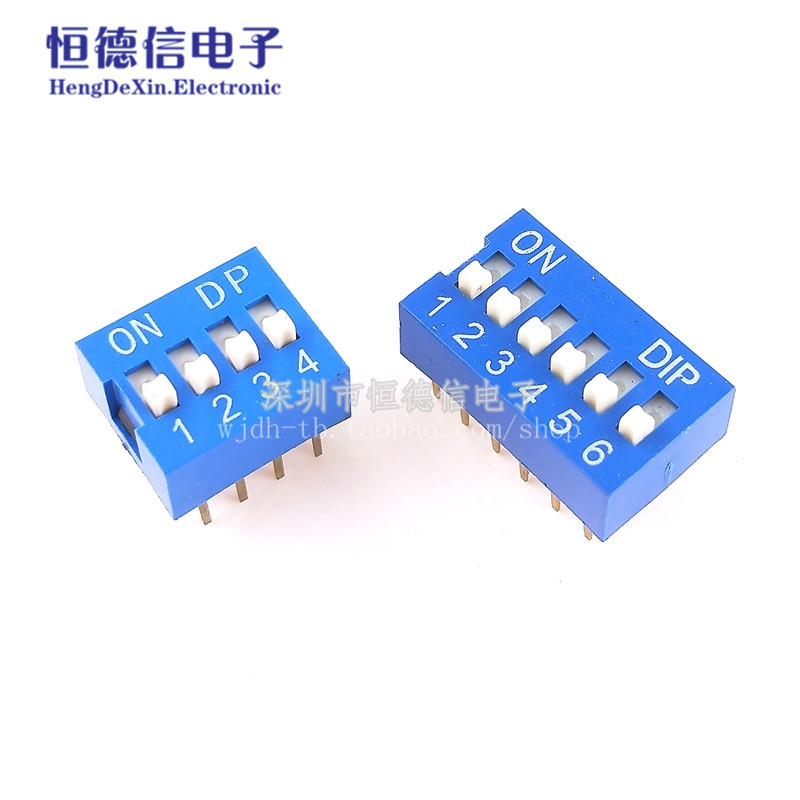 Blue Dip Switch DS-1/2/3/4/5/6/8/10 Bit 2.54mm Flat Dial Toggle Coding Switch