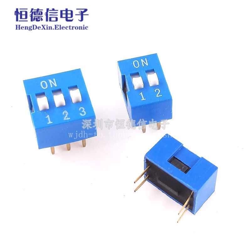 Blue Dip Switch DS-1/2/3/4/5/6/8/10 Bit 2.54mm Flat Dial Toggle Coding Switch