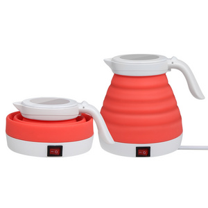 Ready to ship 600ML hamburger design travel camping portable kettle silicone electric kettle Mini folding collapsible kettles