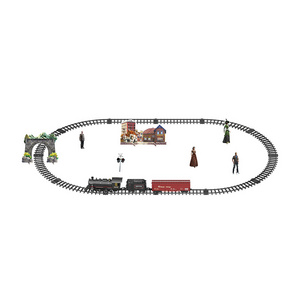 Children's simulated steam small train alloy intelligent electric light music smoking rail car classic small train toy model