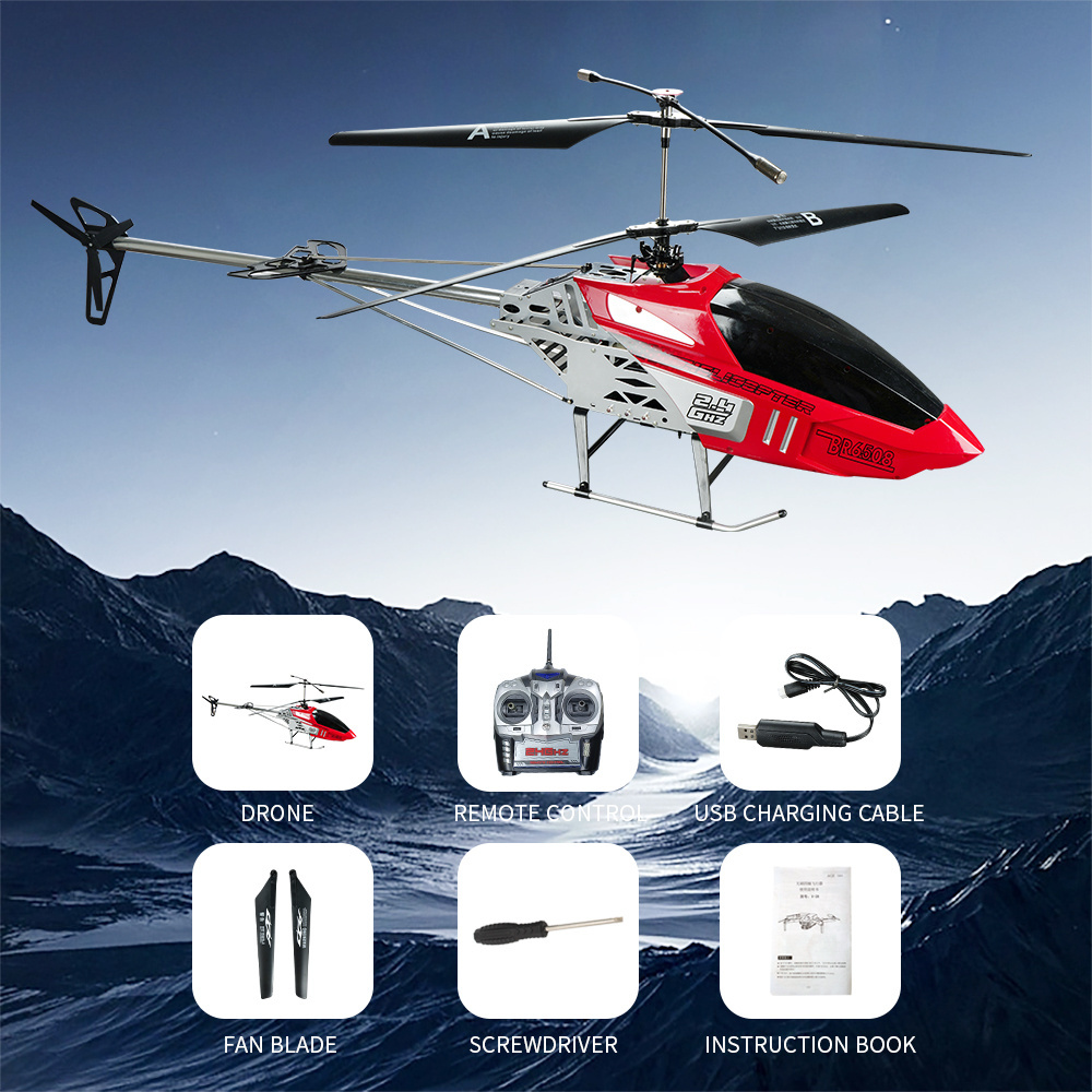 2.4G 4CH Super Large Metal RC Helicopter Big Long Distance Airplane Light Toy