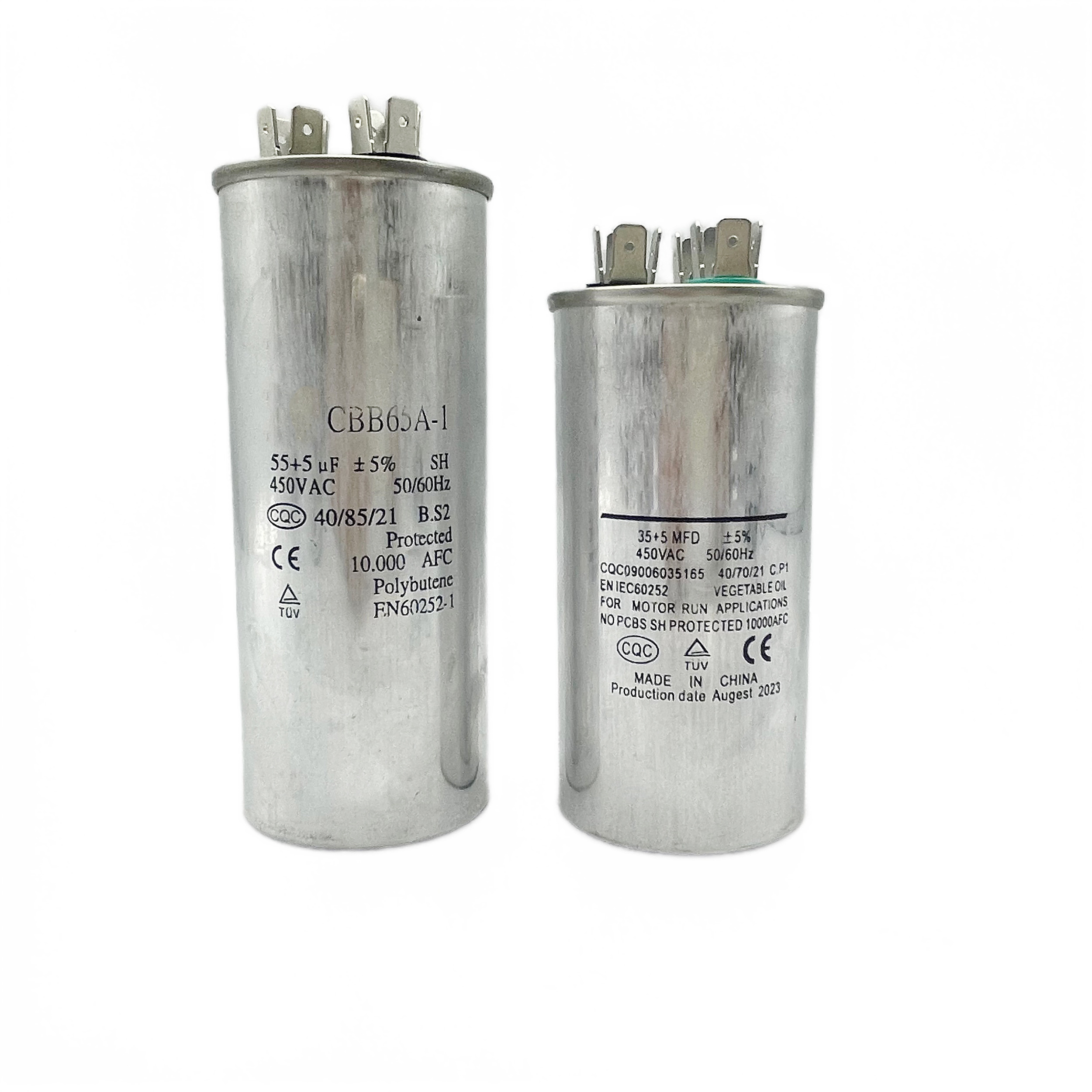 high quality 250v 450v 50Hz/60Hz air conditioner running capacitor cbb65 series 25uf 30uf 35uf 40uf 50uf 60uf 70uf