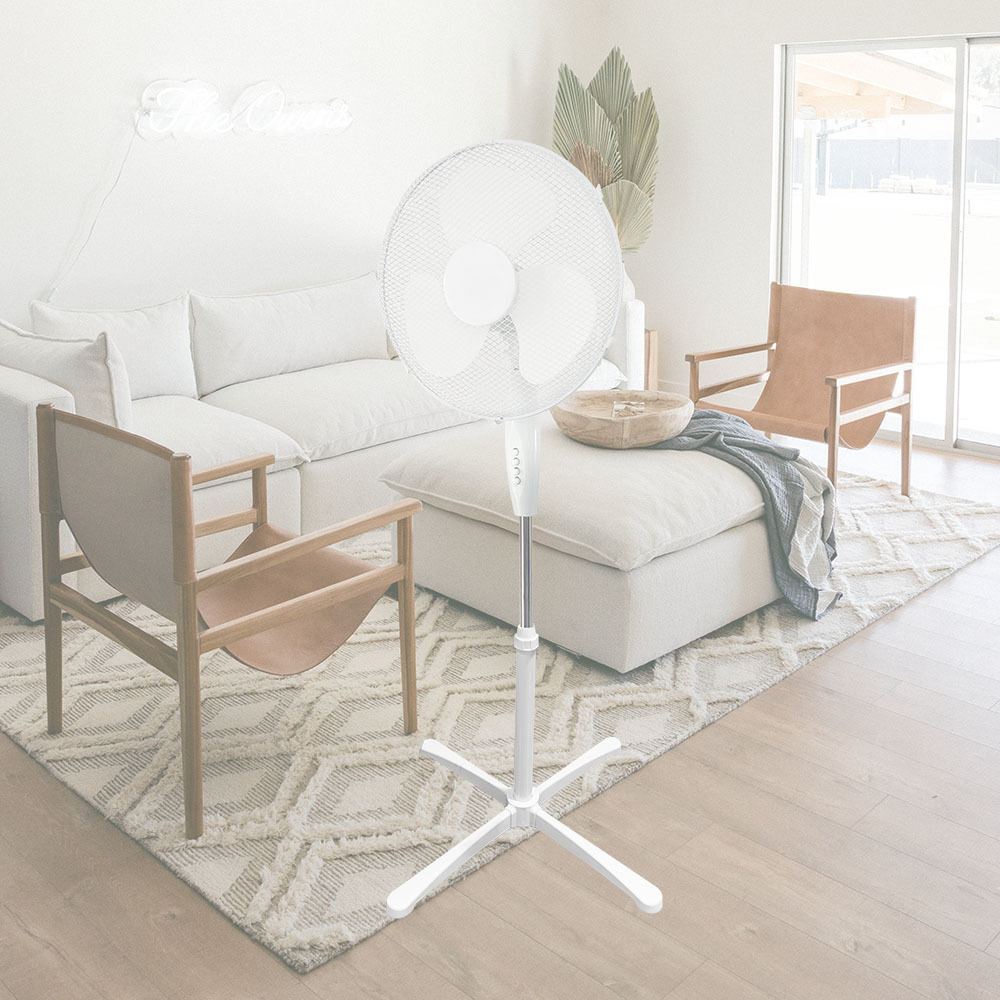 New Design Simple Household Home Application White OX Fan Electric 16 Inch Industrial Floor Standing Fan