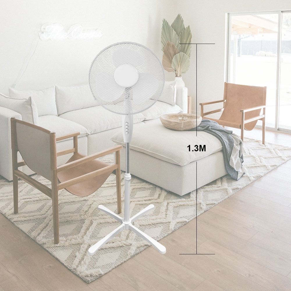 New Design Simple Household Home Application White OX Fan Electric 16 Inch Industrial Floor Standing Fan