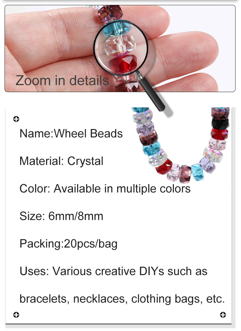 8mm Jewelry Accessories Crystal Beads Glass Faceted Beads For Jewelry Making Jewelry Accessories Wheel Beads