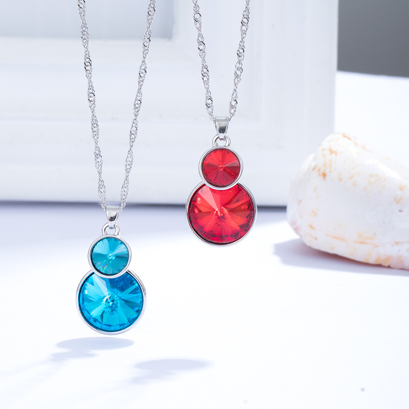 Xichuan Double Rivoli shaped fancy shiny 16 colors Crystal stones k9 glass alloy back pendant necklace for DIY Earring charms