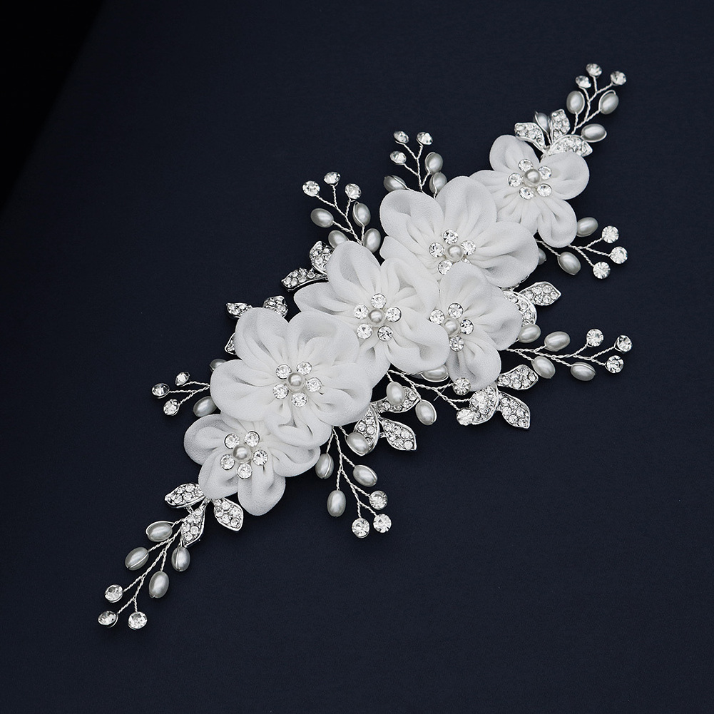 Silver Color Pearl Crystal Wedding Hair Combs Hair Accessories Flower Headpiece Women Bride Hair Ornaments Wedding Jewelry