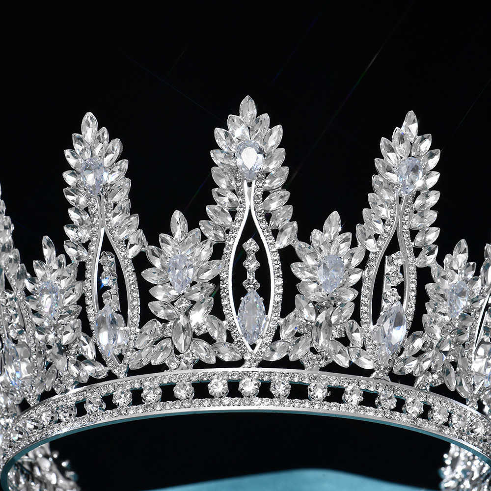 Rosa Bessie Customized Cheap Zircon Women Hair Jewelry Metal Tiaras Platinum Plated Women Pageant Princess Crown