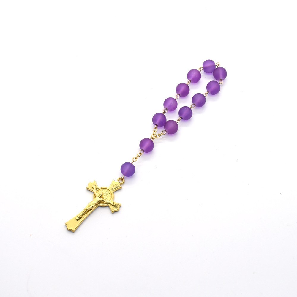 Adult Hand Held Pocket Rosary Child Bracelet with Crucifix Glass Beads Auto Rosary for Rear View Mirror