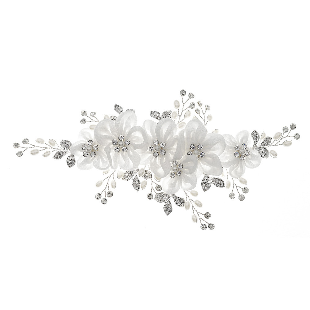 Silver Color Pearl Crystal Wedding Hair Combs Hair Accessories Flower Headpiece Women Bride Hair Ornaments Wedding Jewelry