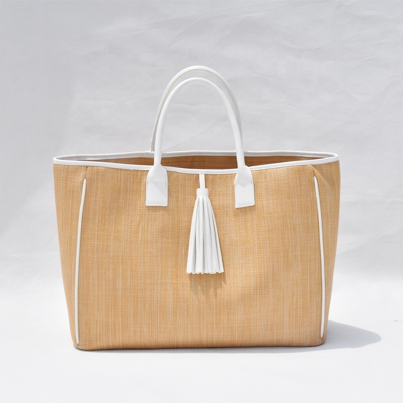 Casual Style Natural Color Big Large Capacity Beach Straw Tote Bag