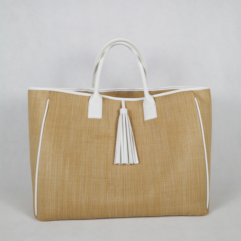 Casual Style Natural Color Big Large Capacity Beach Straw Tote Bag