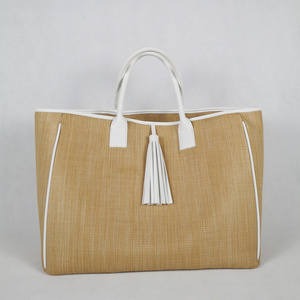 Casual Style Natural Color Big Large Capacity Beach Straw Tote Bag