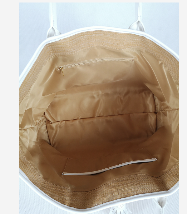 Casual Style Natural Color Big Large Capacity Beach Straw Tote Bag