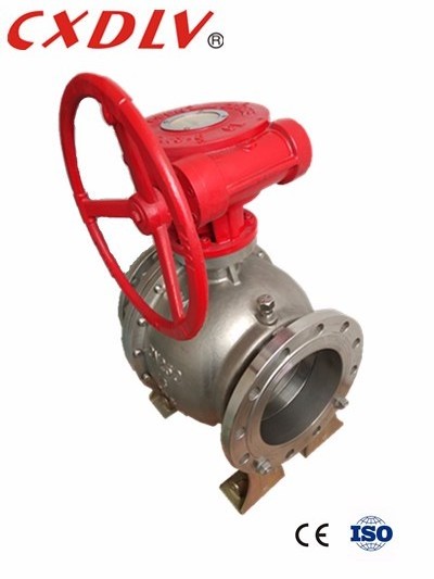 DN200 Flanged End Trunnion Ball Valve with gear box