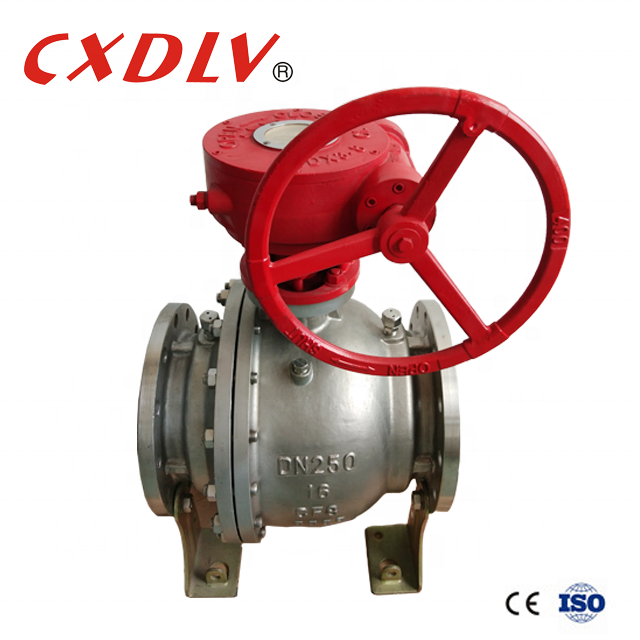 DN200 Flanged End Trunnion Ball Valve with gear box