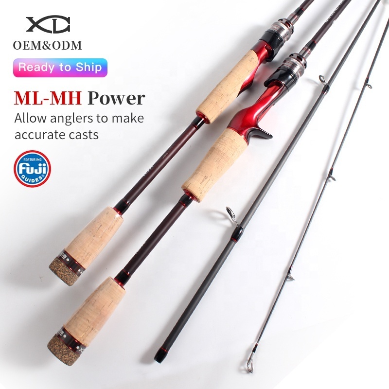 XDL Cheap 213cm 6.99ft M Power 2 section Fuji guide cork handle carbon spinning rod fishing rod blanks