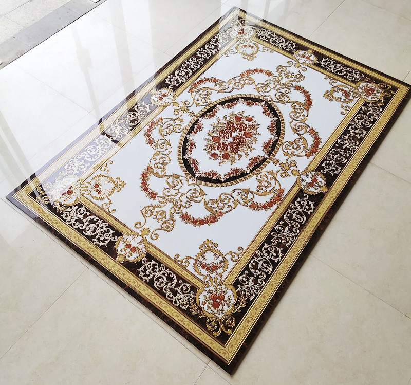 1200X1800  Balcony Bathroom carpet tiles floor tiles Crystal golden design medallion 6 in 1 glazed ceramic tile