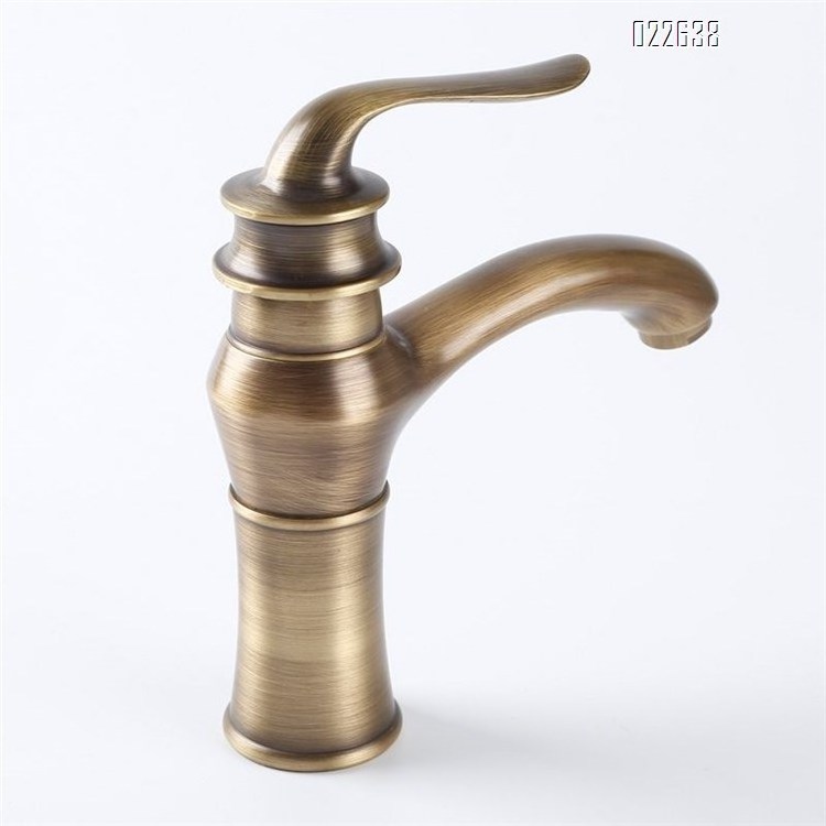 European Old Fashioned Style Antique Brass Water Tap Copper Single Handle Bathroom Wash Basin Faucet