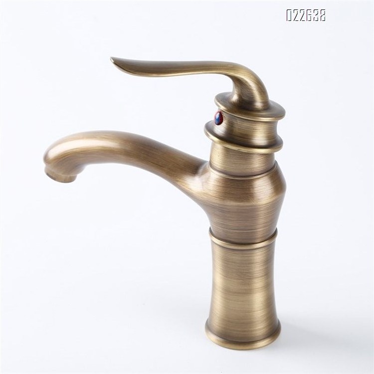 European Old Fashioned Style Antique Brass Water Tap Copper Single Handle Bathroom Wash Basin Faucet