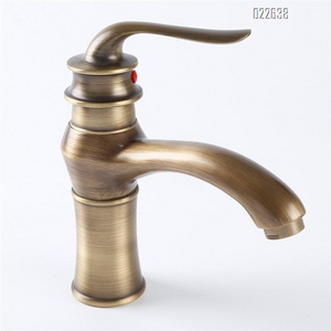 European Old Fashioned Style Antique Brass Water Tap Copper Single Handle Bathroom Wash Basin Faucet