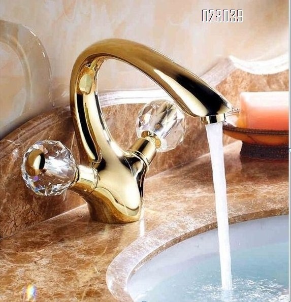 modern bathroom faucet Zirconium gold tap double handle crystal basin faucet